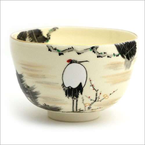 若冲写 松に鶴茶碗 山岡善昇作 | 山岡善昇作 若冲 十二ヶ月の抹茶碗