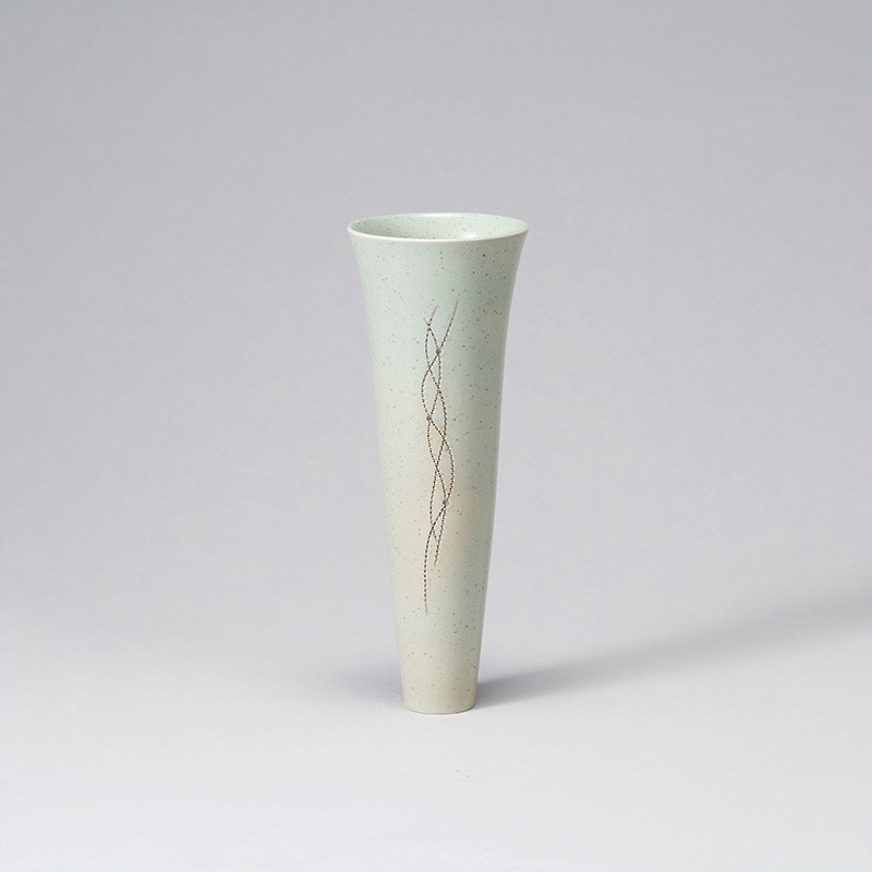 真作保証】 河合誓徳 自作 釉裏紅草文瓶 京焼 日本芸術院会員 日展