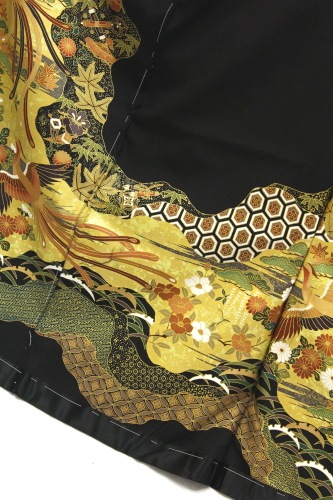 D7 黒留袖 鳳凰 唐草 金箔 正絹 着物 袷 極美品 最高級正絹黒