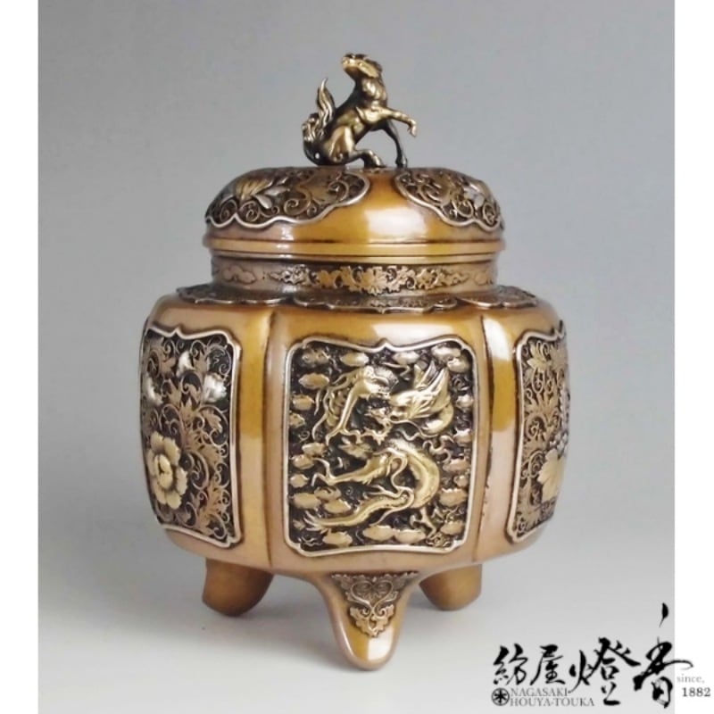 ○貴重 時代物 麒麟銅香炉 神獣 瑞獣 古銅 斑紫銅色 唐金 高さ16.5cm