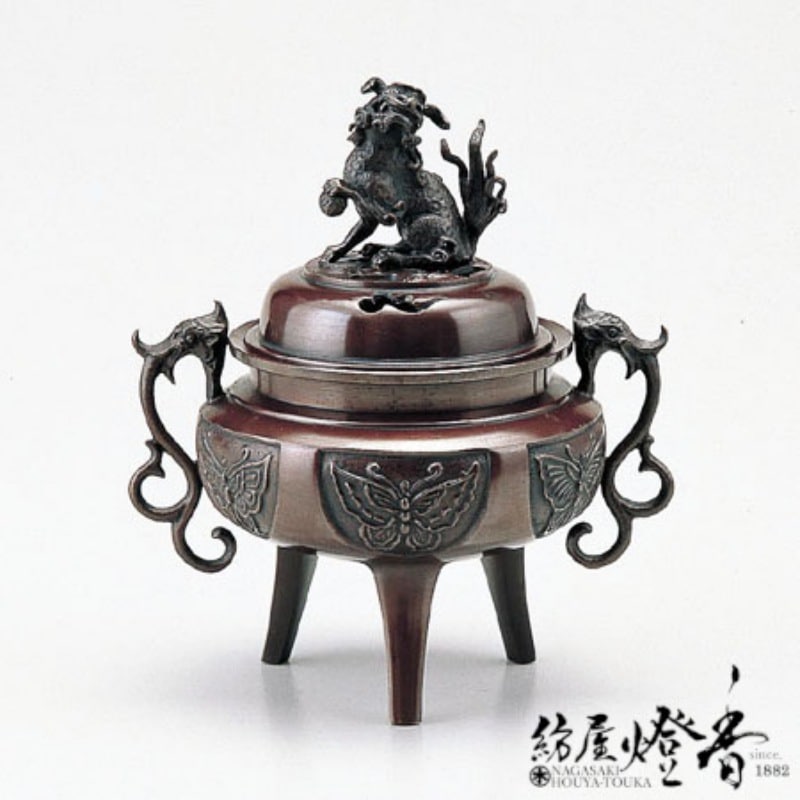 1817 高岡銅器 須賀七郎作 月芳 蝋型鋳銅 三獅子 香炉 時代物 【公式通販】