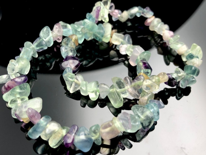 美しい色彩☆天然石ブレスレット/レインボーフローライト（fluorite,蛍