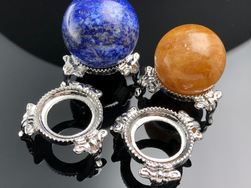 ゴージャスデザイン☆天然石スフィア用台座/ディスプレイ/シルバー