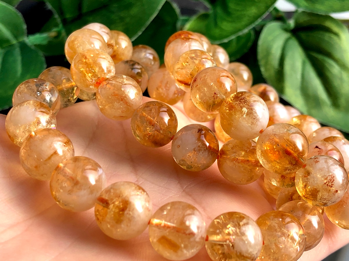 虹入り レインボー シトリン 黄水晶 丸玉 スフィア 57mm 虹色に輝く