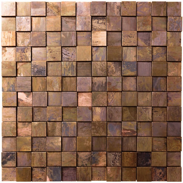 NTL007｜銅張モザイクタイル 3D銅 陶器製/表面銅張 300×300mm｜銅張り