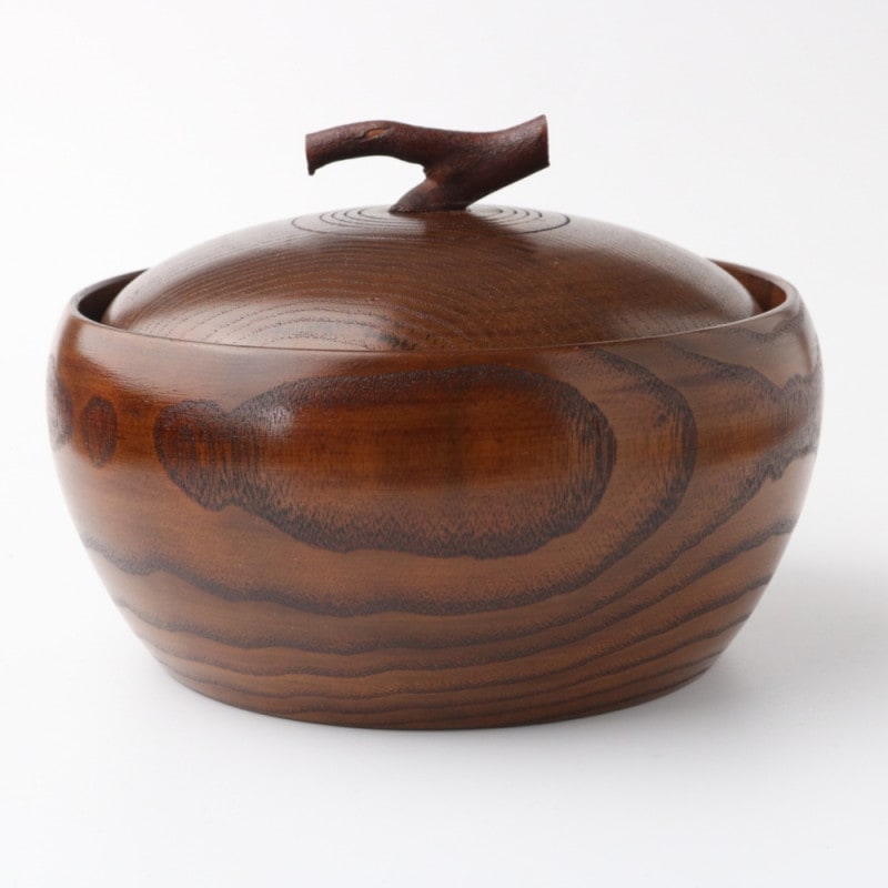 吉向窯製 陶器の菓子入れ 木製箱付き 吉向窯製 陶器の菓子入れ 木製箱