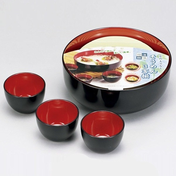 山中塗り そうめんセット 3人用 黒内朱 | 皿・盛器,大皿・盛皿 | 曲げ