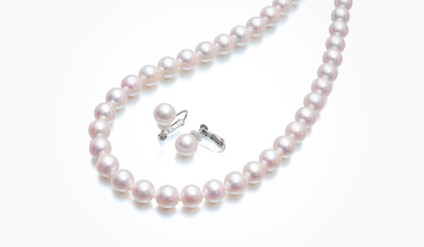 あこや厚巻良質本真珠7.5-8.0mmパールネックレスセット プレゼント・冠