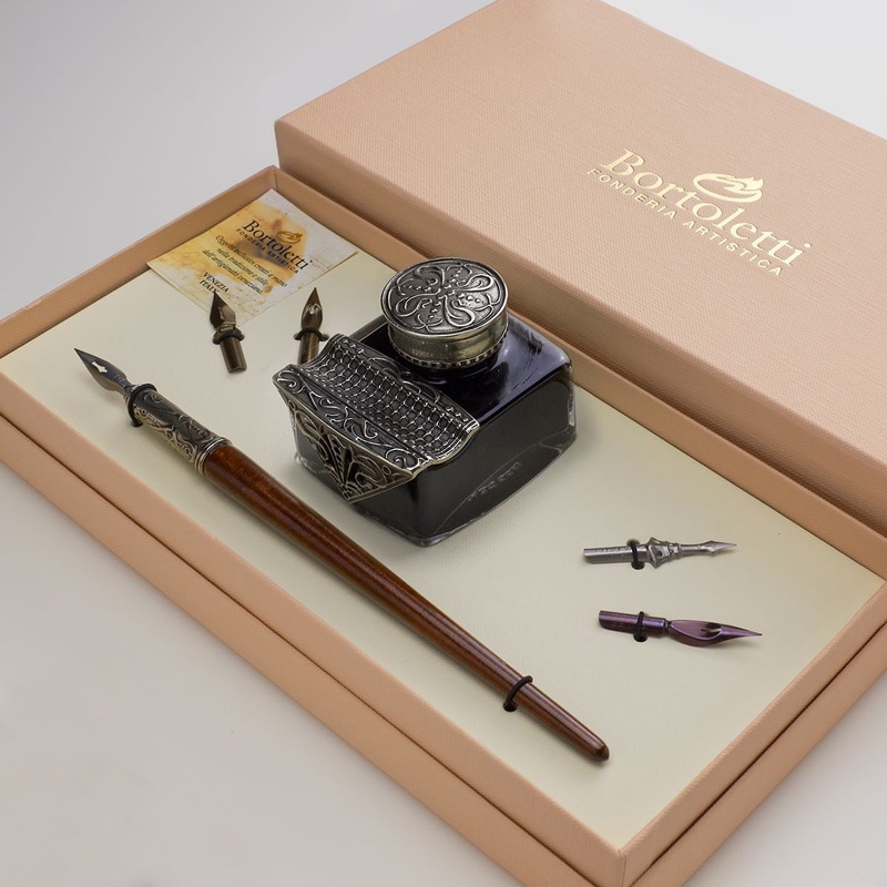 黒檀 ガラスペン木軸 No.8 ローズクォーツ ボルトレッティ互換軸