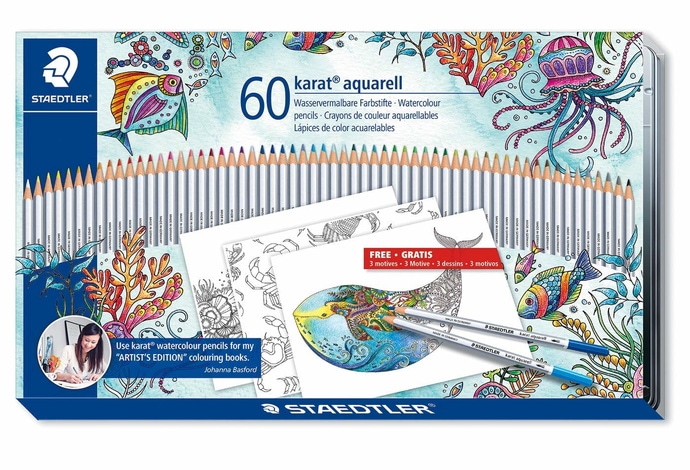 ステッドラー カラト アクェレル 水彩色鉛筆 60色セット ジョハンナ