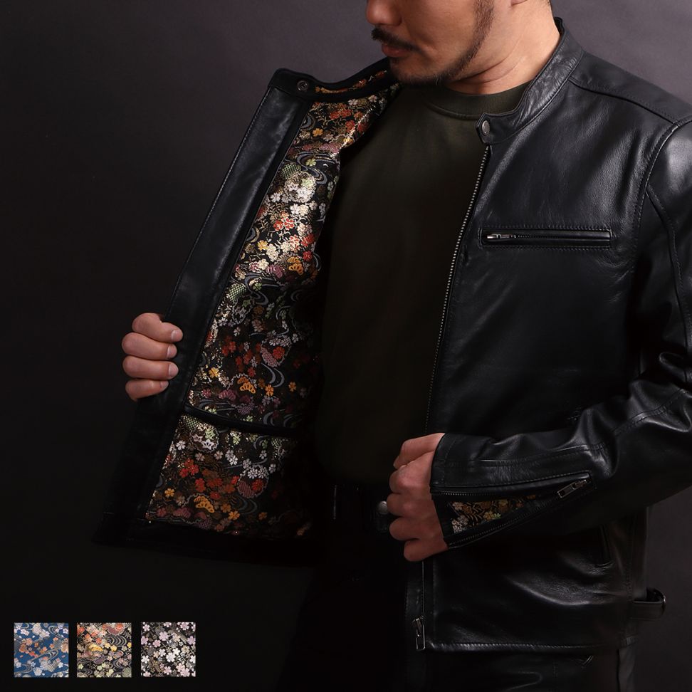 バイク 【Sサイズが追加になりました】金襴レザージャケット[21SJ-14K_