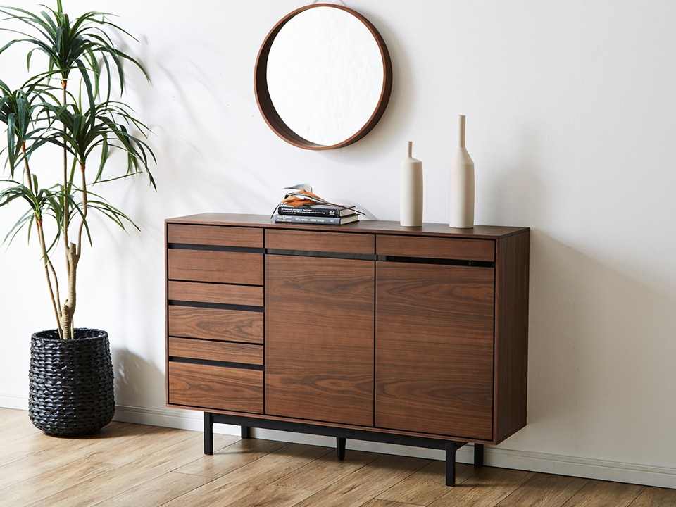 送料無料／ 幅120cm 収納家具 キャビネット 木製 引出収納 北欧 サイド