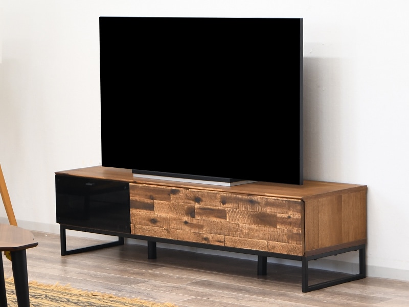 lowya テレビ台 178cm アカシア無垢材使用 注文 収納付スチール脚