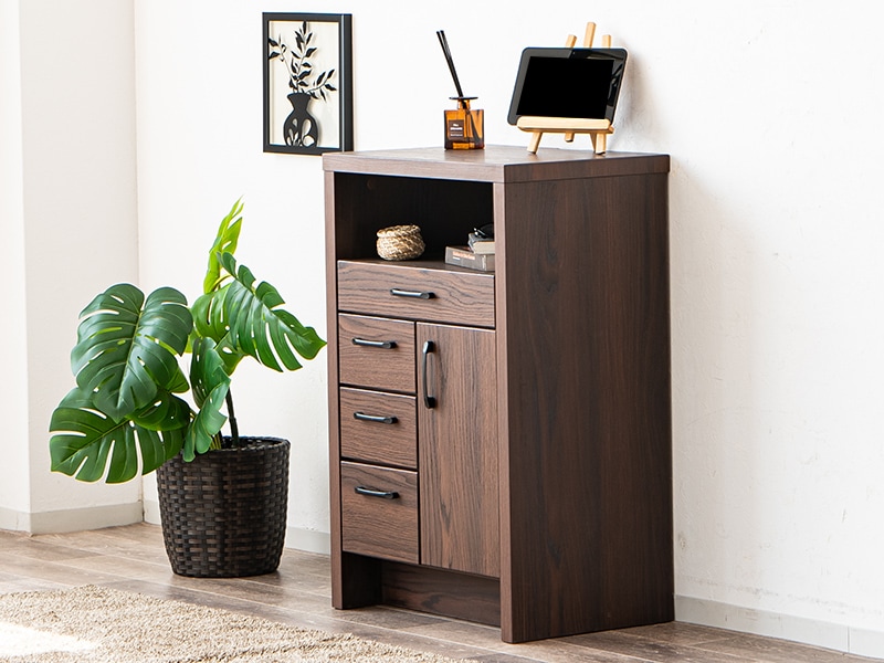 ウッドカラー 電話台 2段収納 引き出し付き ウッドカラー 電話台 2段