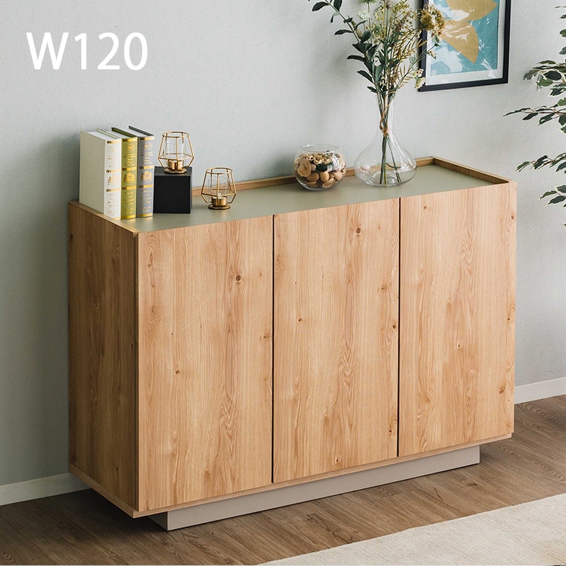 リビング 収納棚 幅120 完成品 国産 木製 木目 ナチュラル グレージュ