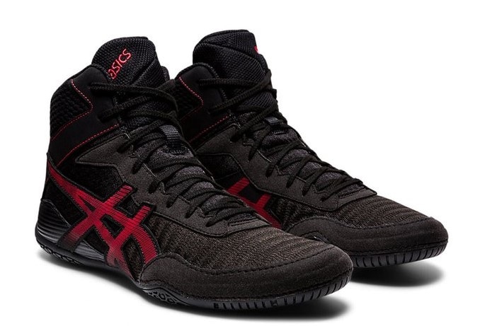 ASICS レスリングシューズ レッド/ブラック ハイカット asics