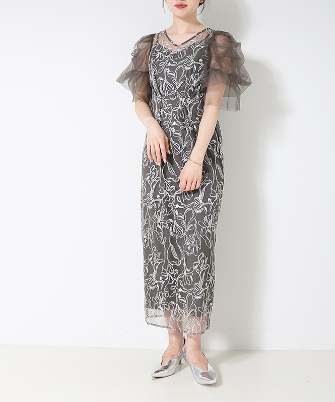 Fluffy sleeve pencil dress | ONEPIECE | ROOM903 online