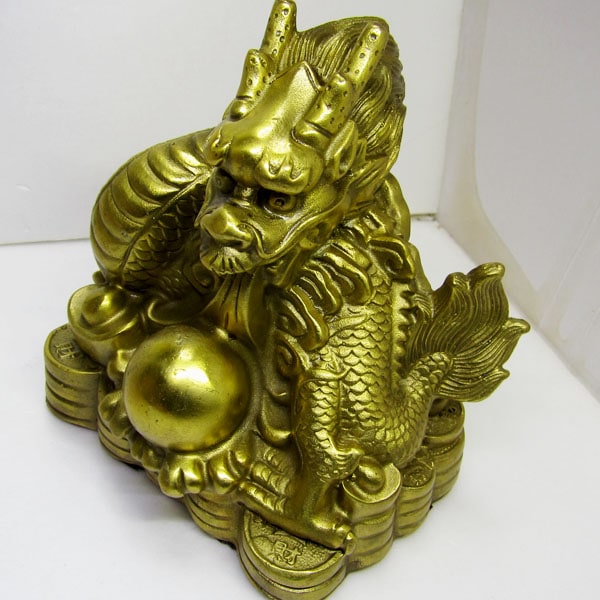 銅製噴水龍置物金色【送料無料】（沖縄700円） ｜ 開運,風水,お香立て