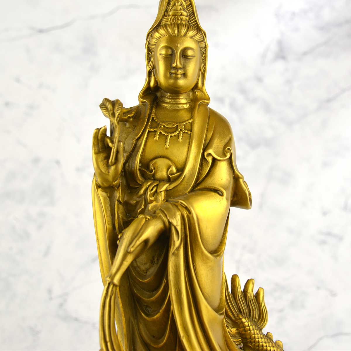 龍頭観音（騎龍観音）仏像 20cm｜慈悲と守護の象徴・風水開運・空間