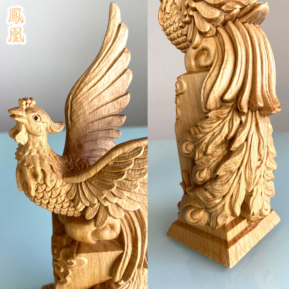 木製ドラゴン鳳凰彫刻手彫り 木製ドラゴン鳳凰彫刻手彫り