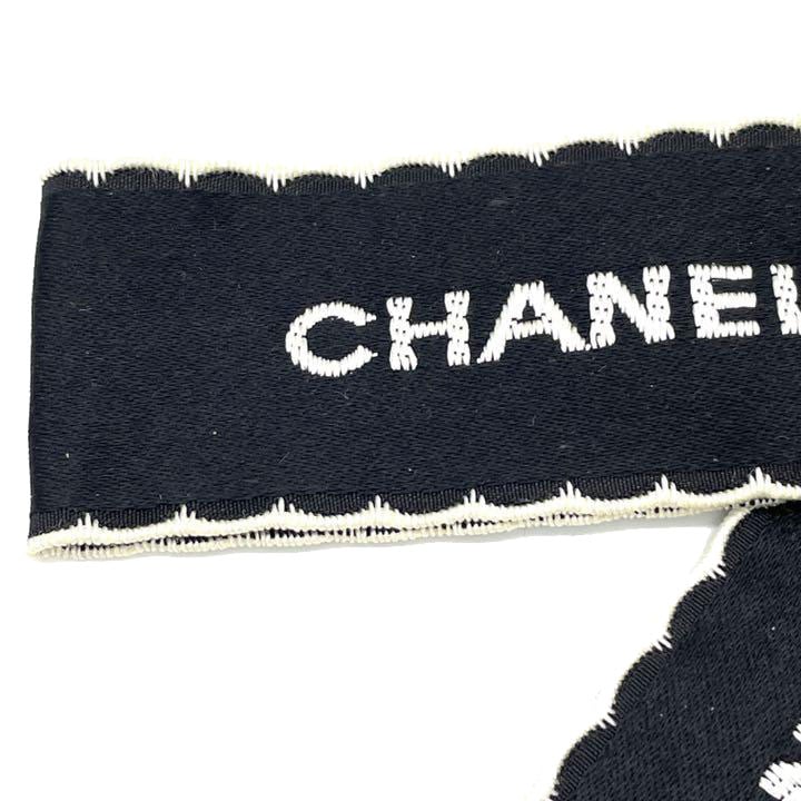 CHANEL シャネル リボンブローチ サテン ブラック ホワイト