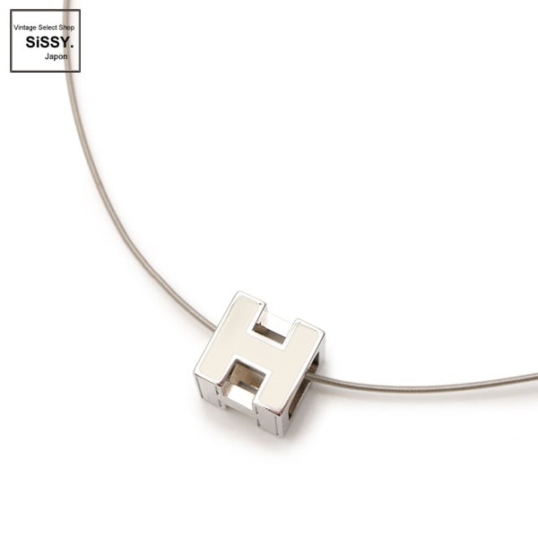 HERMES エルメス キューブ型Hペンダントトップ白