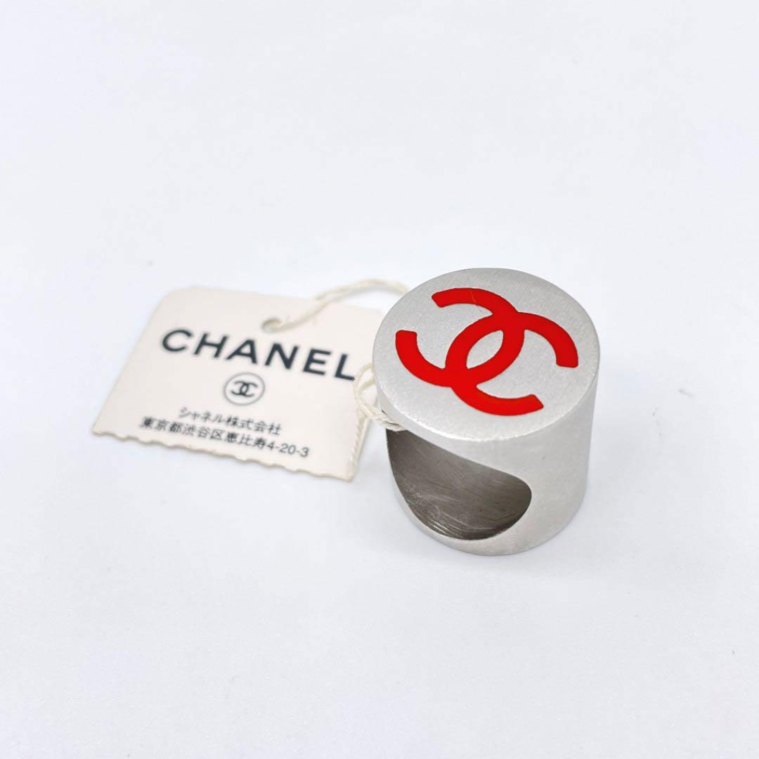CHANEL シャネル スカーフリング ココマーク オレンジロゴ シルバー