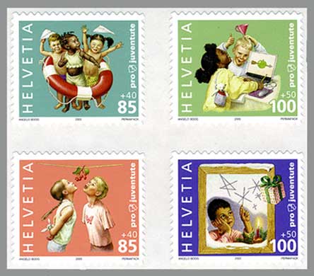 スイス切手 社会福祉 児童福祉 ストックブック付き 259枚 まとめ売り