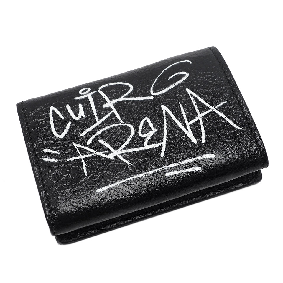 極美品◇BALENCIAGA 三つ折り財布 クロコダイル ブラック エブリデイ