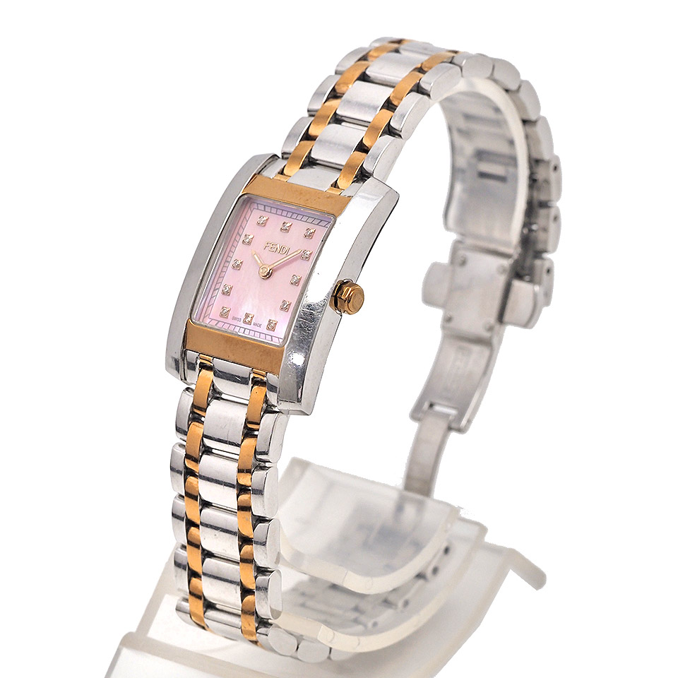 FENDI クアドロ 12Pダイヤ ウォッチ レディース 腕時計 電池交換済み