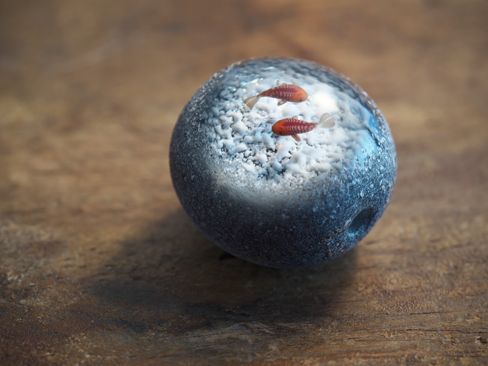 貴重です！ 増永元さん彩元堂 とんぼ玉 光る魚石 魚石」シリーズ | 彩