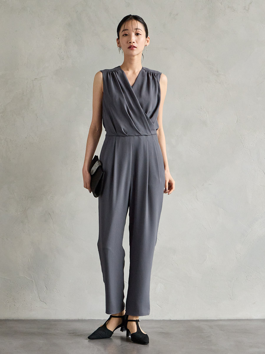 カシュクールテーパードオールインワン｜パーティードレスの通販AIMER