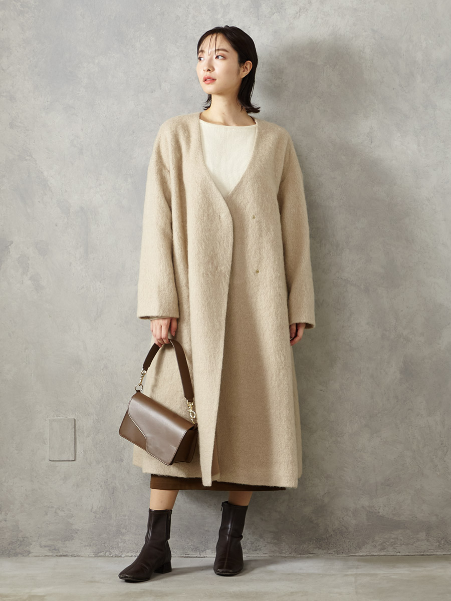 モヘアカットシャギーテントラインコート(M ライトグレー): AIMER