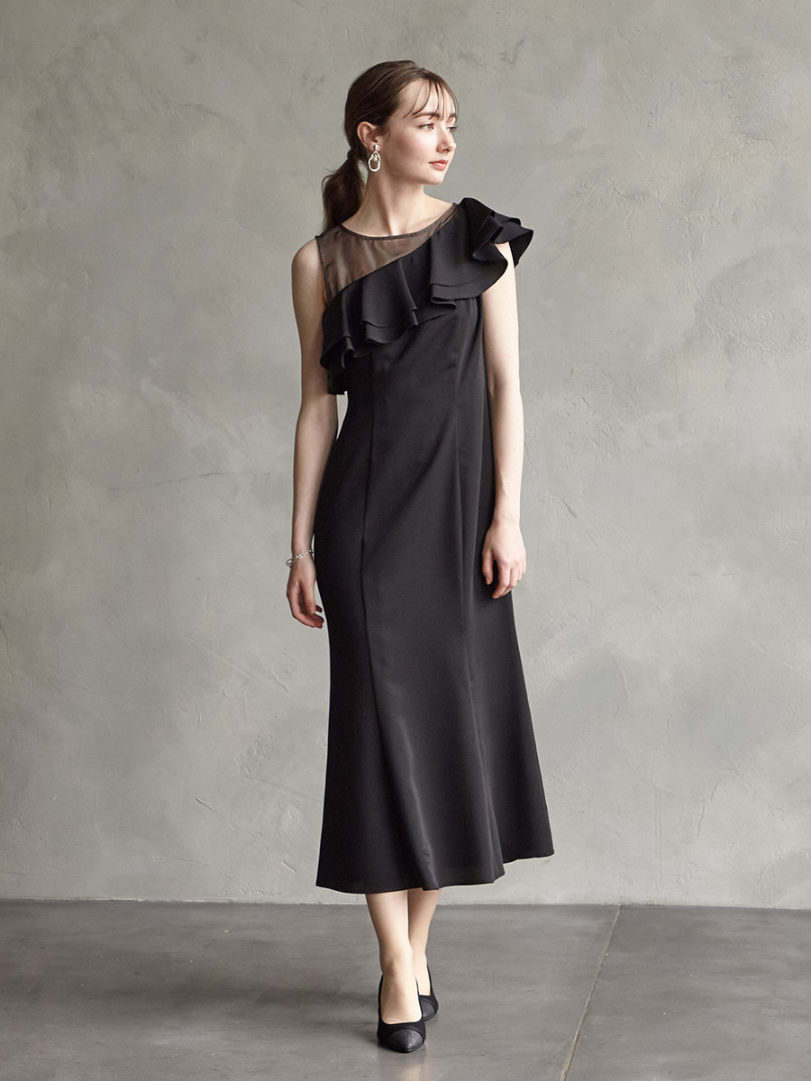 WEB/Aimer Acret店限定】アシンメトリーフリルマーメイドラインドレス