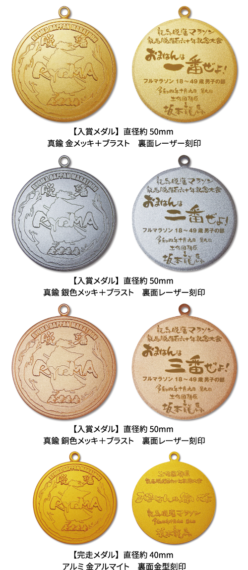 龍馬脱藩マラソン大会 表彰メダル | メダル製作所