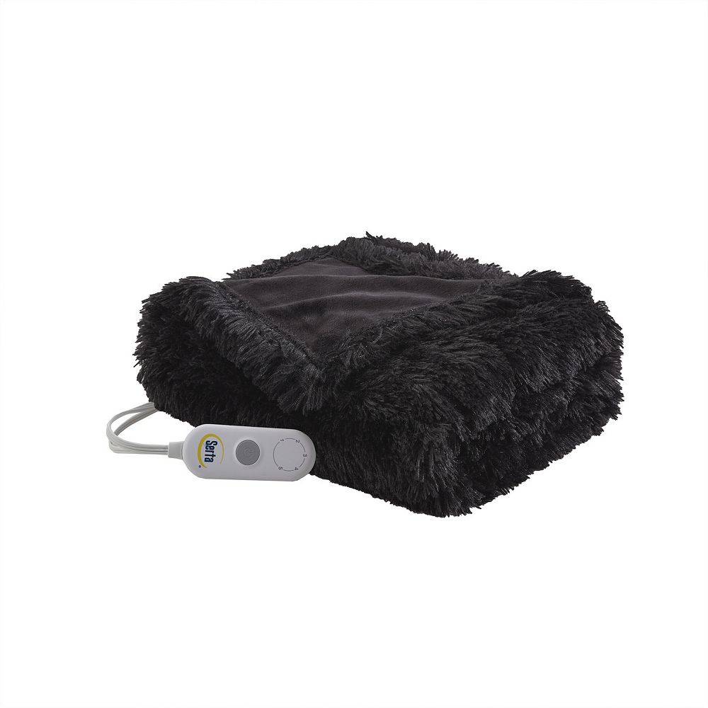 Serta® Leena Shaggy Faux Fur Electric Heated Throw Blanket