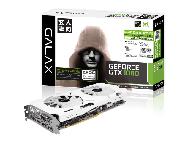 玄人志向 GK-GTX1080-E8GB/WHITE GALAKURO WHITE GeForce GTX 1080 8GB