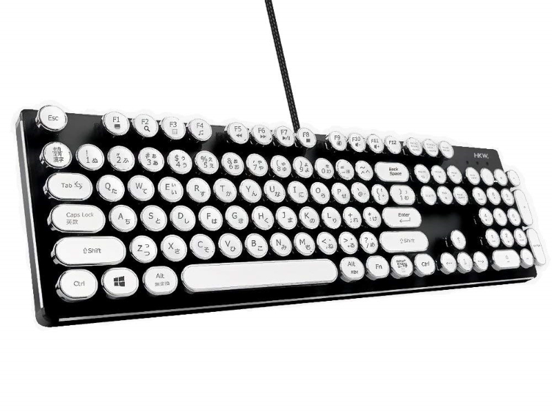 HKW HKW タイプライター風メカニカルキーボード 青軸 104キー USB有線