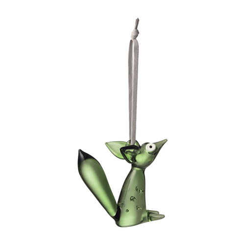 Iittala Vulpes ornament, sitting, 80 mm, green | Pre-used design