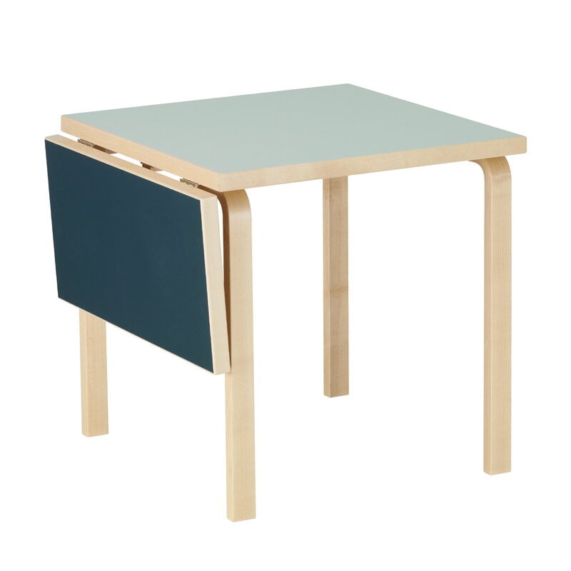 Artek Aalto foldable table DL81C, birch -vapour/smokey blue