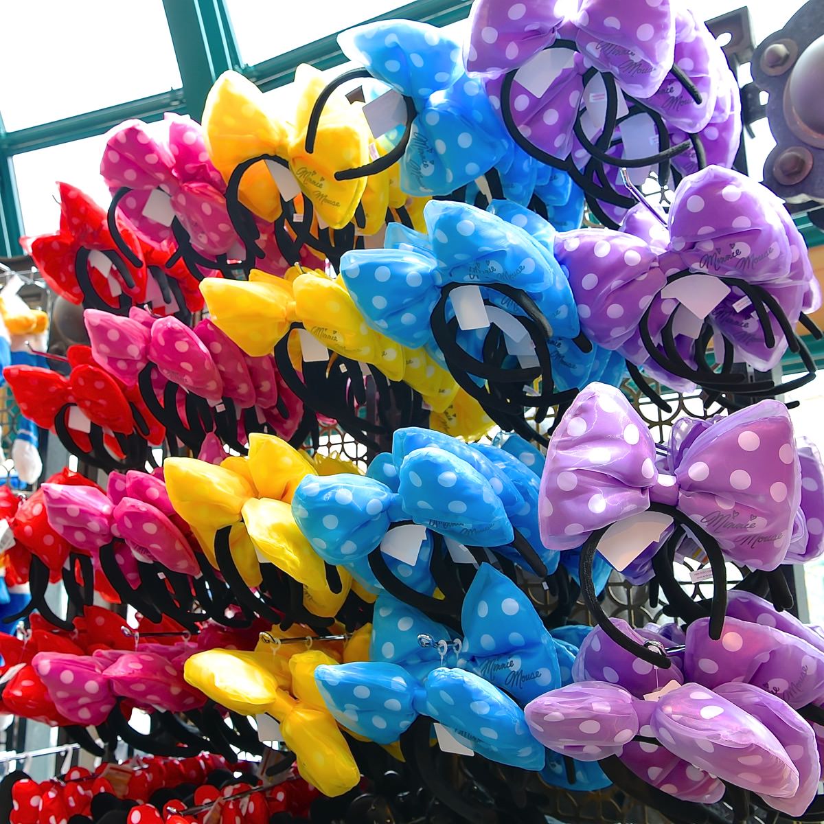 ディズニー カチューシャ ミニー リボン フリル カラフル 水玉 ピンク
