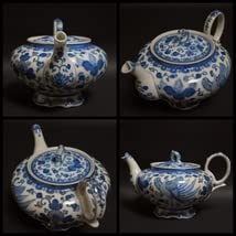 R397-1 明治期 瀬戸焼 白雲在銘 筆洗 漢詩絵付碧江 DD R397-1 明治期