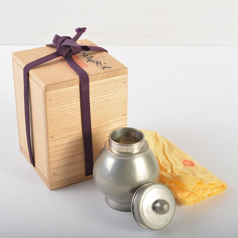 煎茶道具 錫半製 上錫 茶壷 茶心壷 約451g 共箱