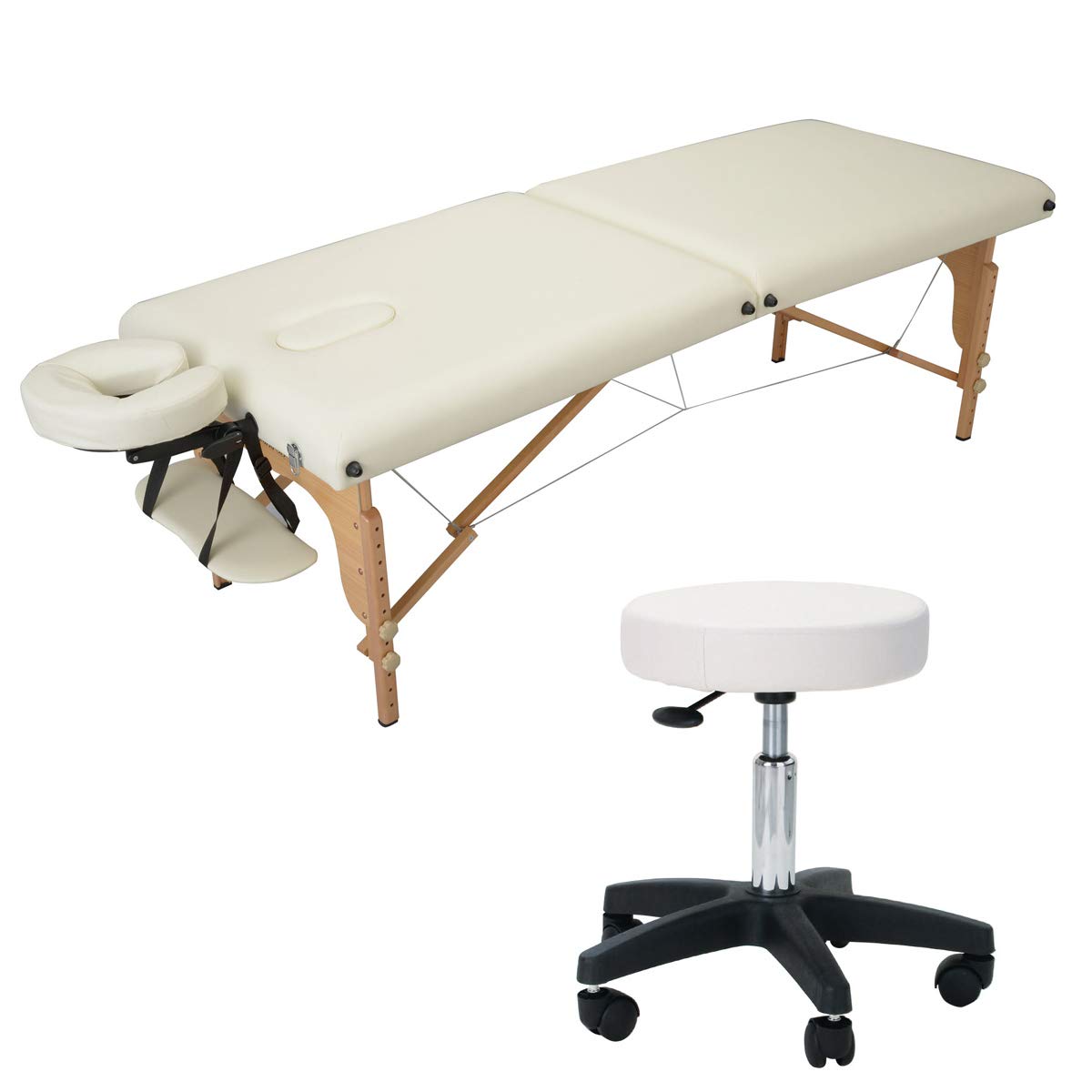 ワールドJB ホワイト マッサージベッド 折りたたみ式エステベッド簡易