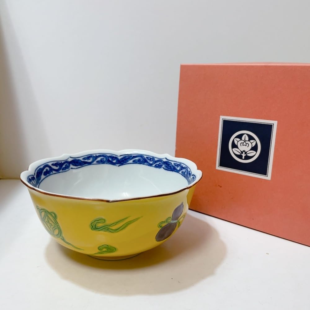 2518 黄交趾 紫花柄 黄色大鉢 菓子鉢 【公式通販】
