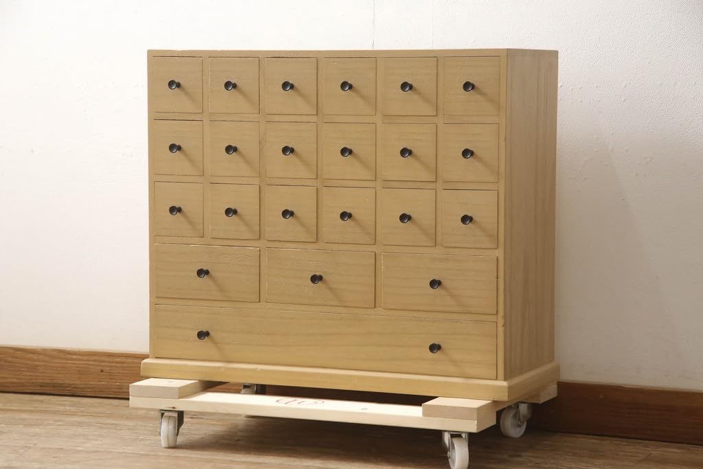 薬箪笥 小引出し 17杯 和箪笥 上部背面収納付き 昭和レトロ 木製 薬