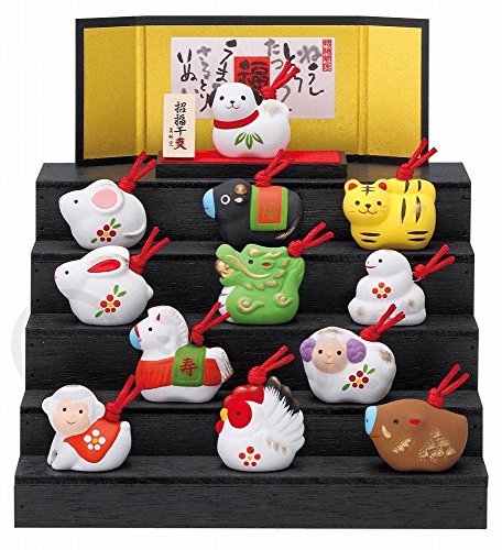 Amazon.co.jp: 干支 置物 十二支セット/錦彩招福寿々十二支段飾り(土鈴