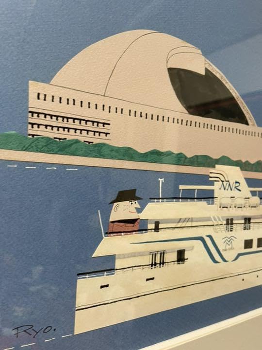 真作保証 柳原良平 オリジナル切り絵 シーサイドももち Amazon.co.jp