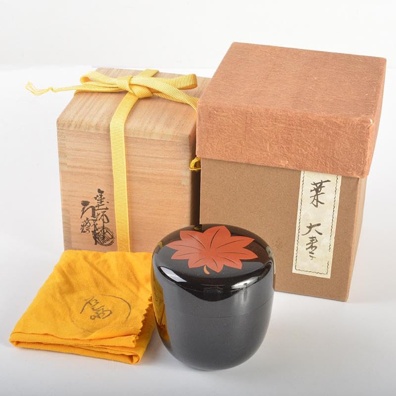 山中塗辻石斎造波に貝蒔絵大棗共布宗左(而妙斎)極め箱FR6886