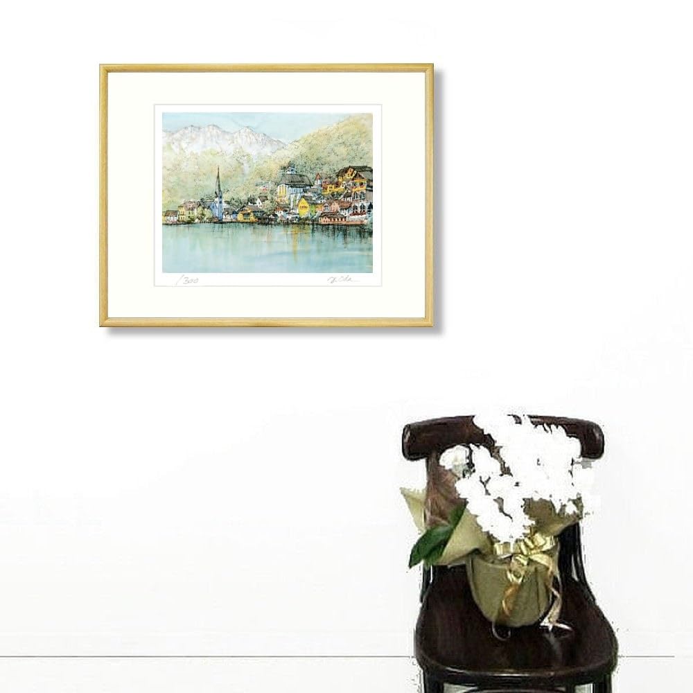 絵画・額縁・版画・織田義郎・新品未使用・銅版画+手彩色・美術品